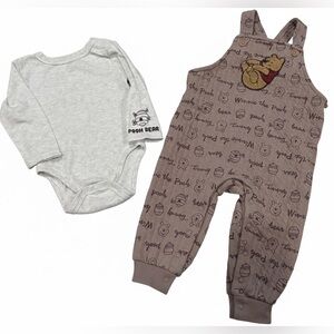 🌸Disney Baby 2PC Winnie the Pooh L/S and Overall Set, Tan